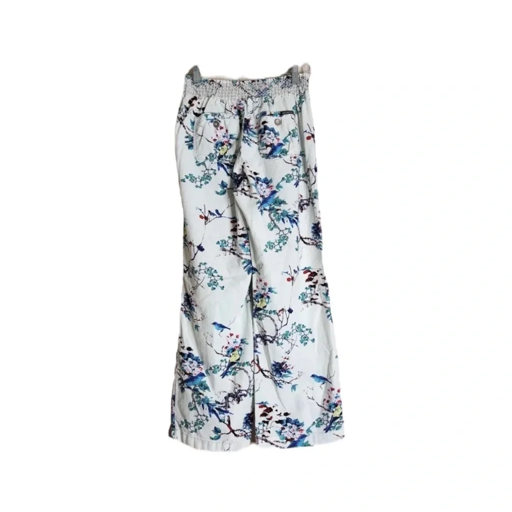 WESTBOUND Floral Bird Print Linen Blend Wide Leg / Drawstring Pants Size Small - Picture 4 of 11